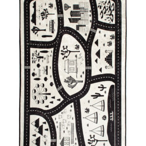 Teppich Schwarze Stadt Design 100x160 Kinderteppich Modern Muster