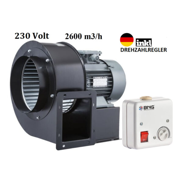 Radialgebläse Zentrifugal Radialventilator Radiallüfter TURBO 2600m³h+ 5A Regler