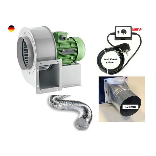 Radialventilator REGLER + FLANSCH + FLEXROHR Luftabsaugung Zentrifugal Gebläse