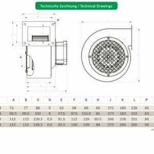 Radialgebläse Radialventilator Radiallüfter Blechgehäuse div Größen + Regler-technincal drawings